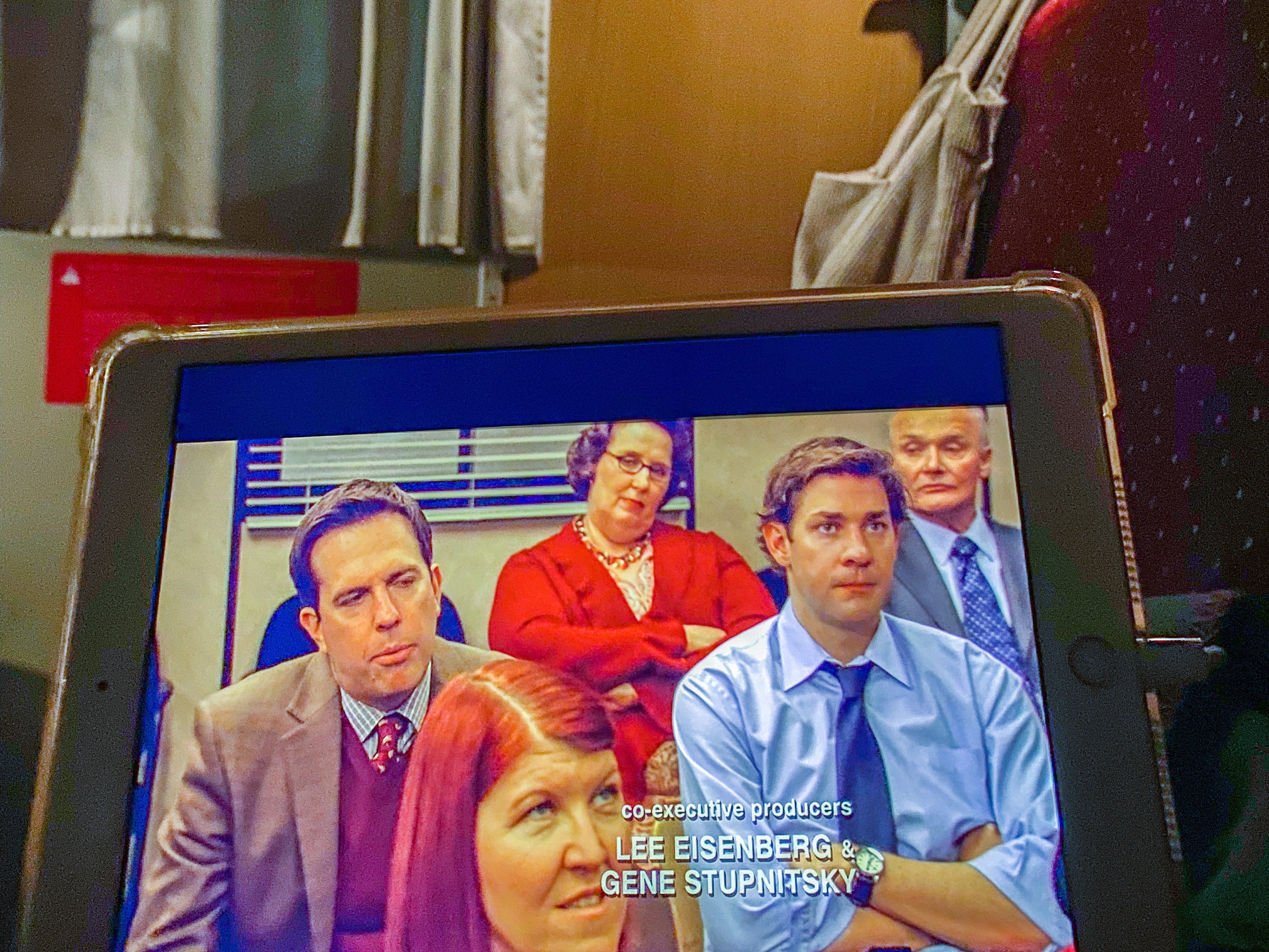 The author watches TV on an overnight train from Vienna to Venice, Italy, in 2022.