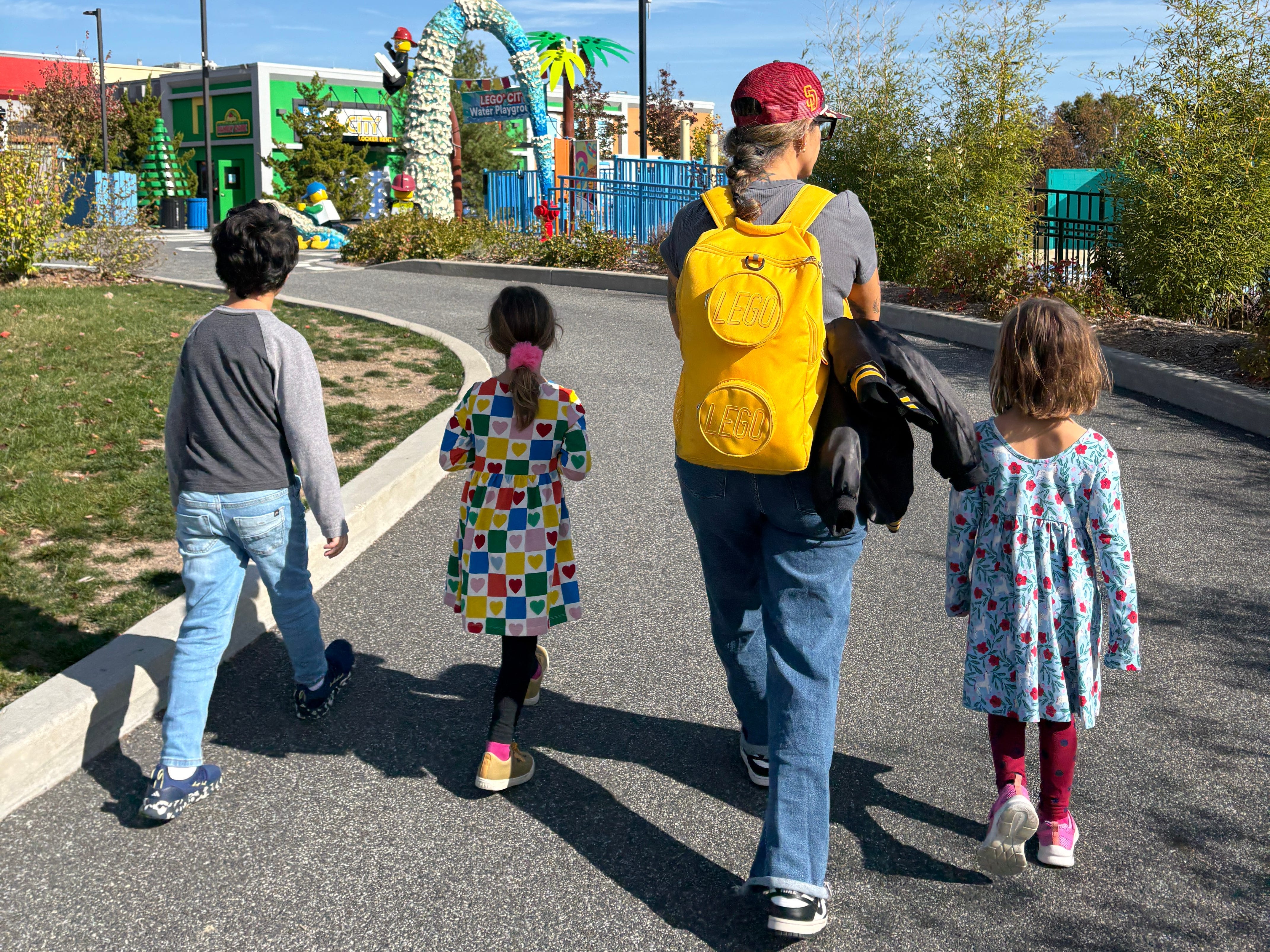 Mom with three kids at Legoland
