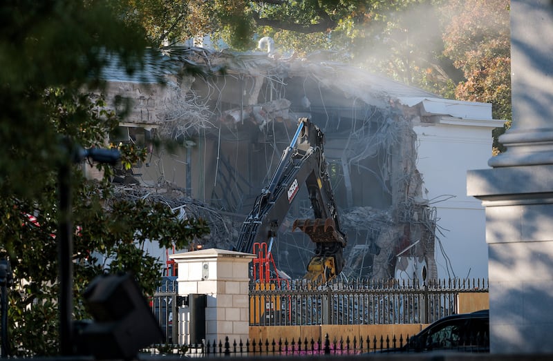The facade of the East Wing of the White House being torn down as part of Trump’s plan to build his ballroom.