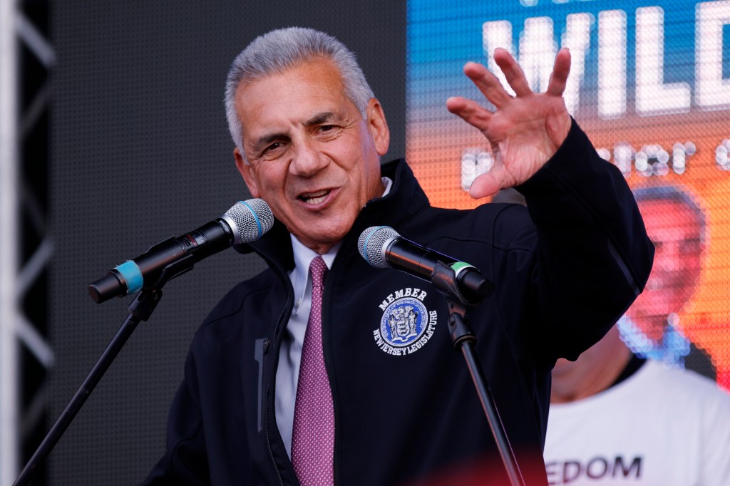 Republican candidate Jack Ciattarelli speaking at a rally in Wildwood, New Jersey.