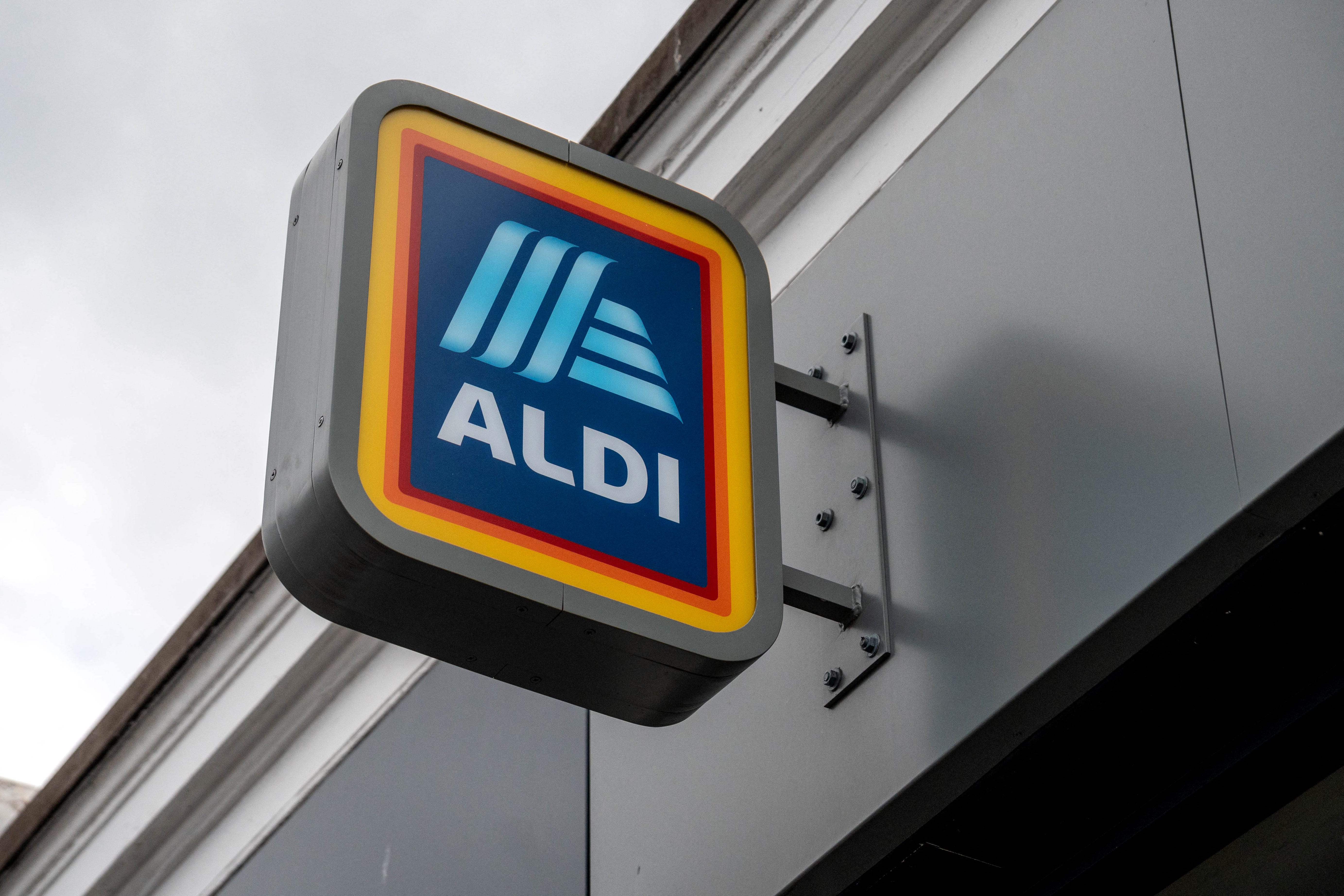 A sign hangs outside a ALDI branch in Balham, South London.