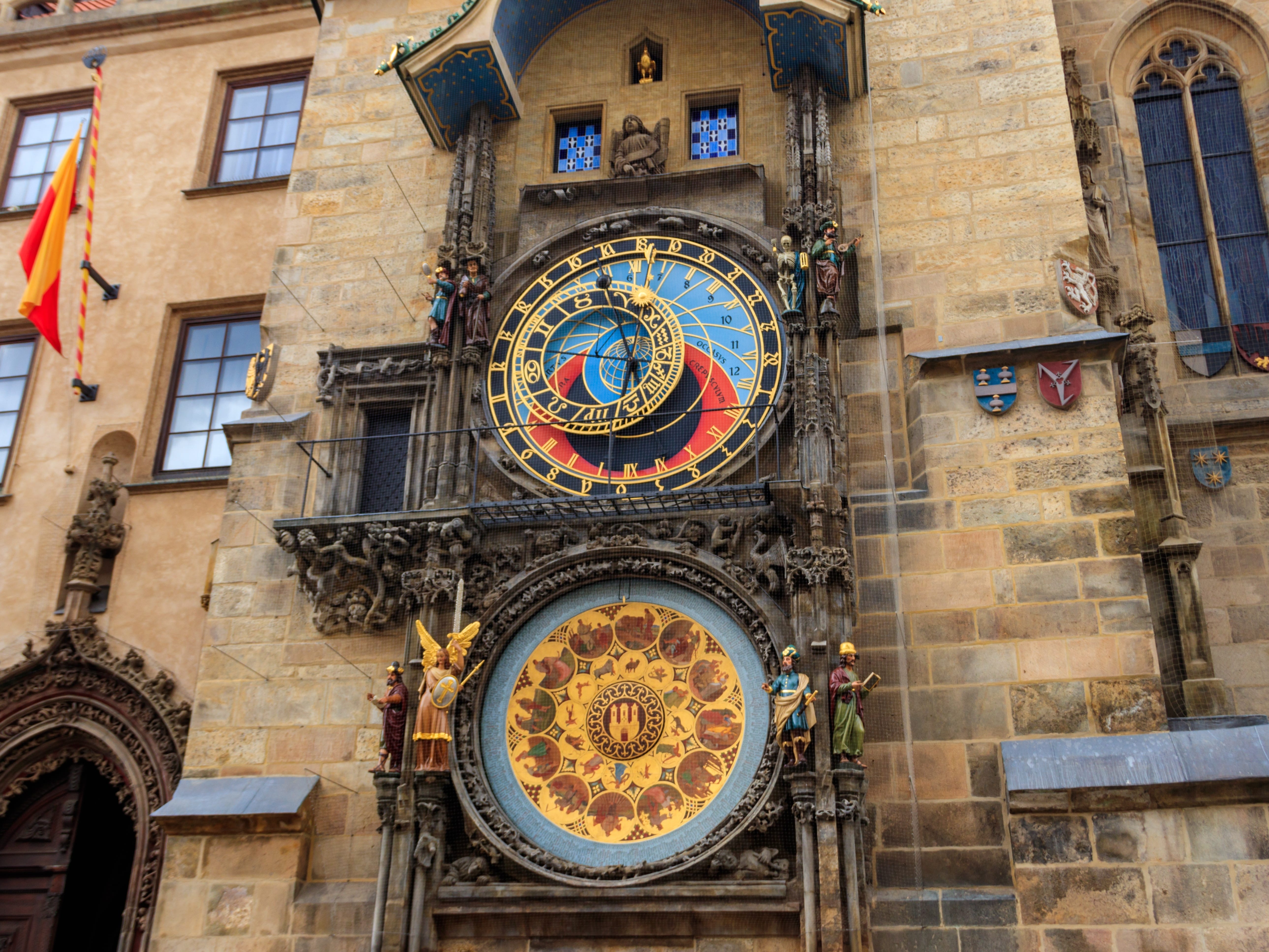 The astronomical clock in Prague's Old Town Sqaure.