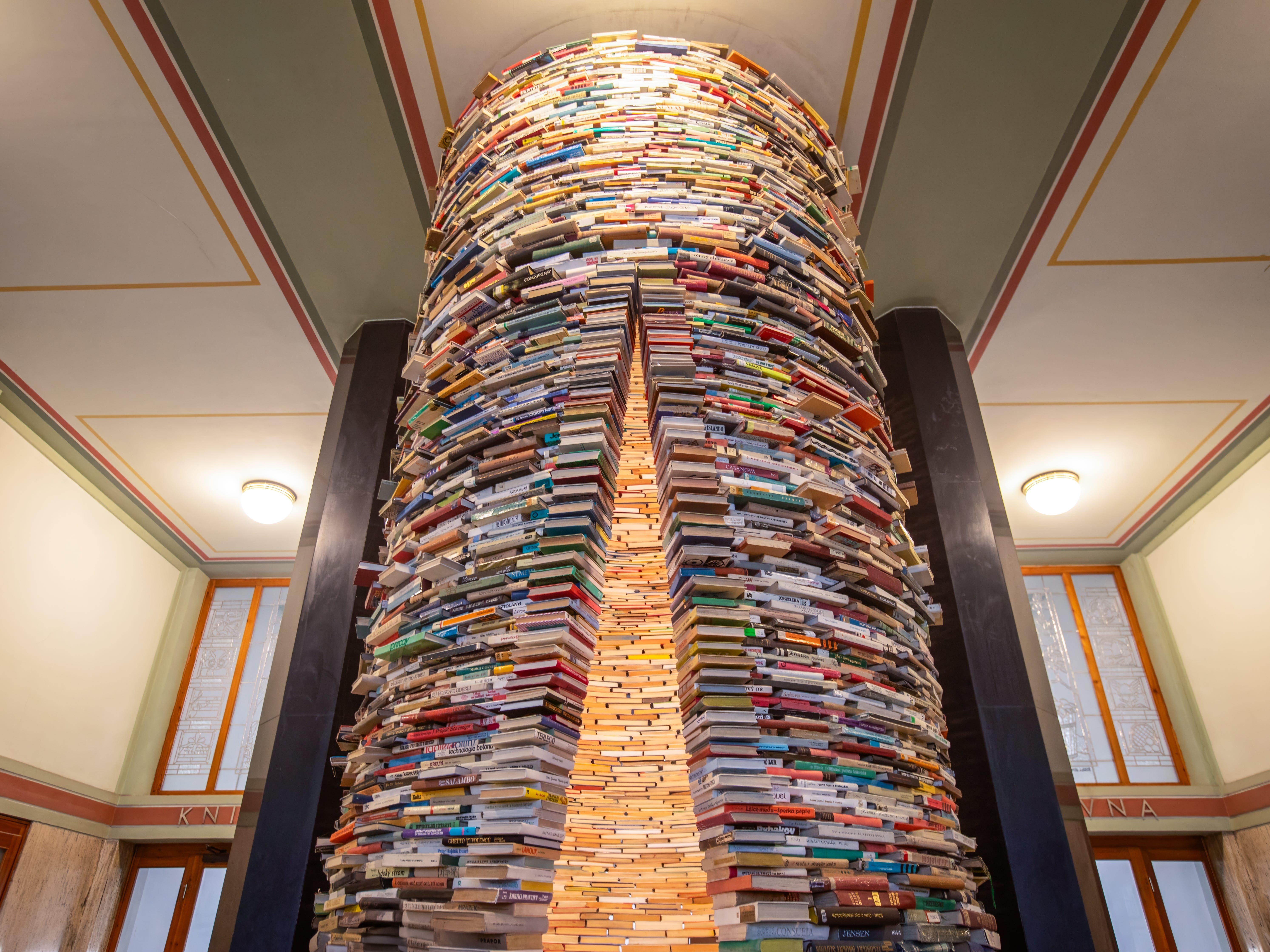 The Infinity Book Tower in the Municipal Library of Prague.