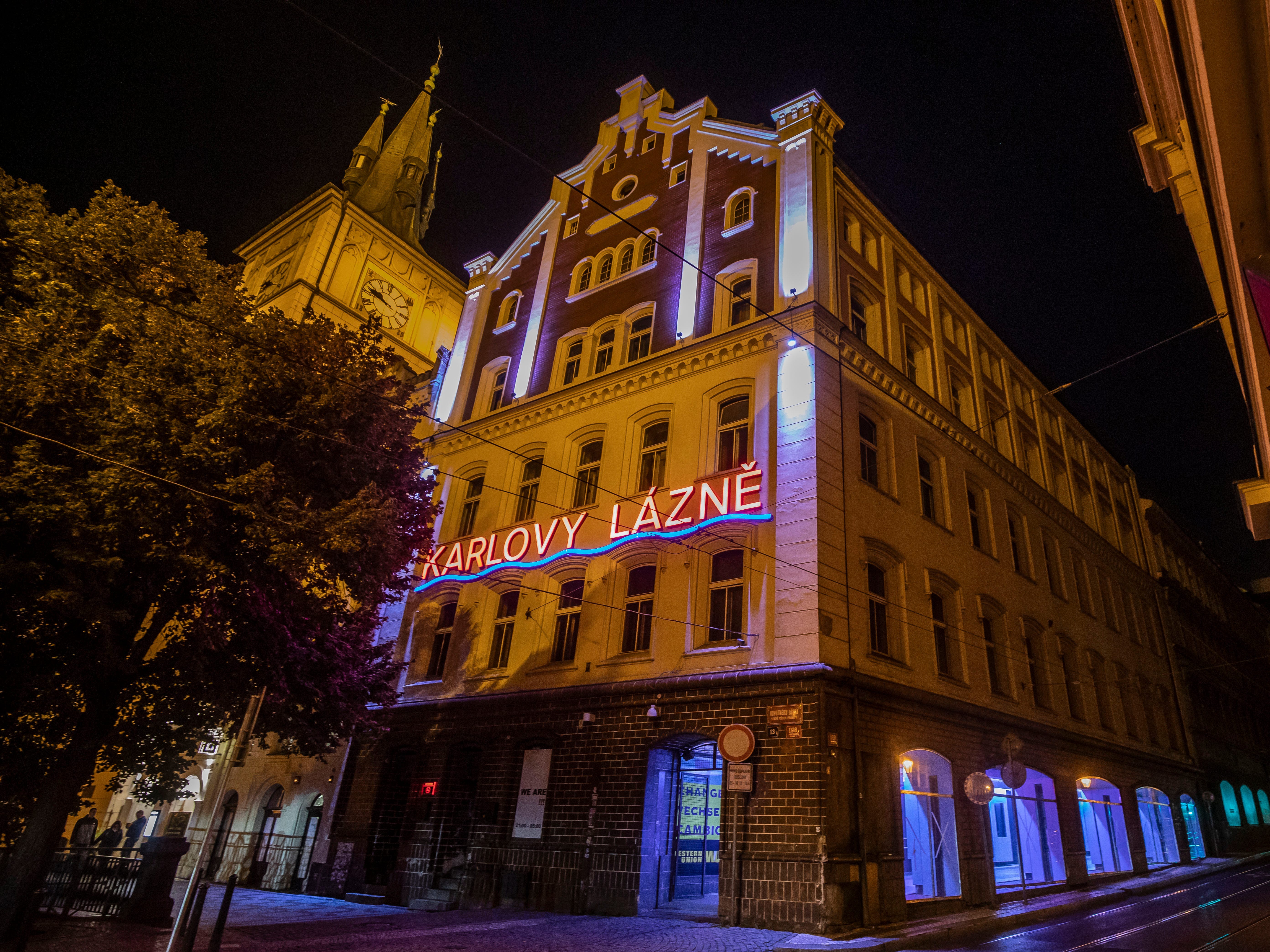The exterior of the nightclub Karlovy Lázně in Prague.