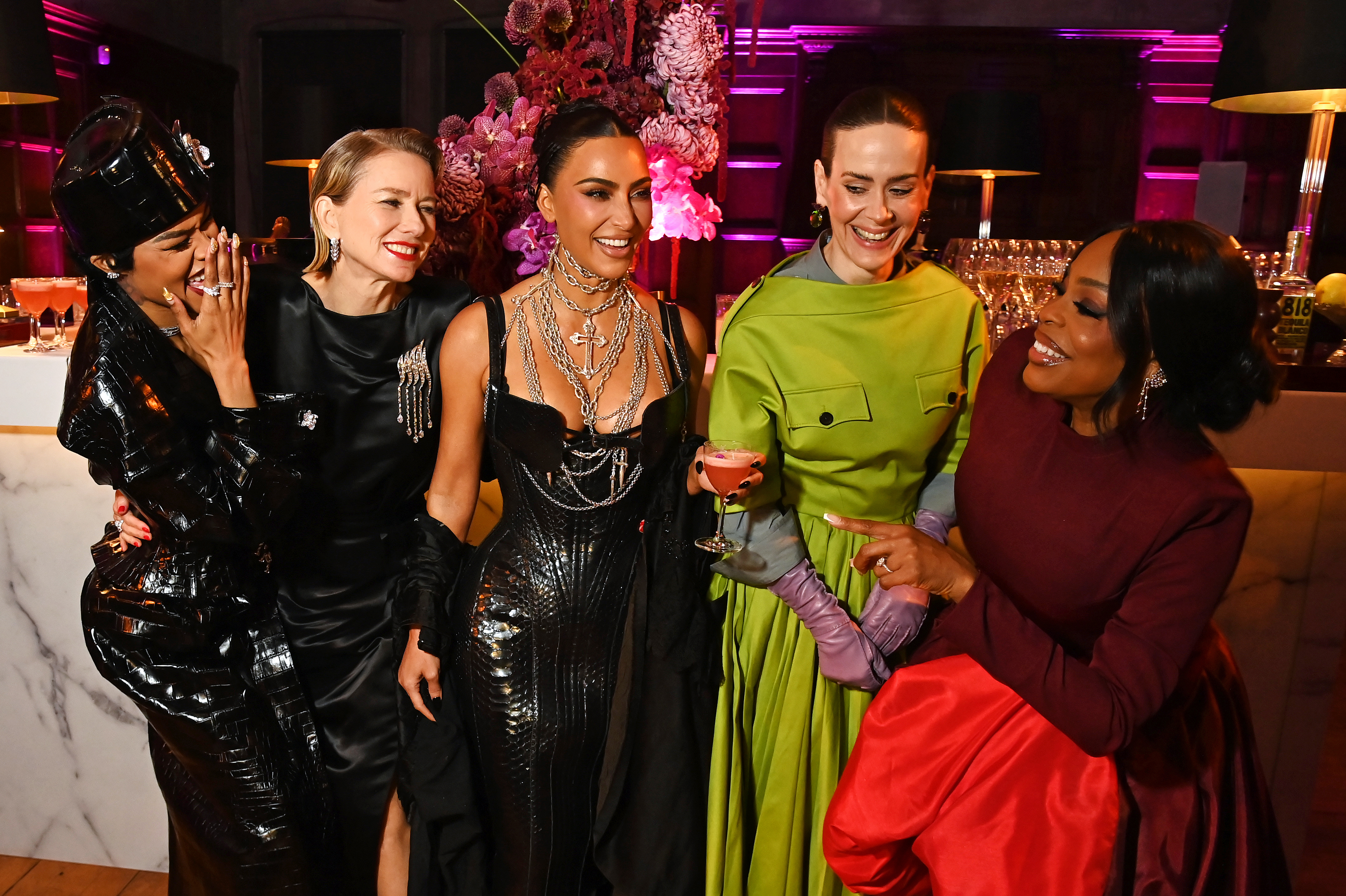 Teyana Taylor, Naomi Watts, Kim Kardashian, Sarah Paulson and Niecy Nash attend the Disney+ London premiere after party for Hulu's 