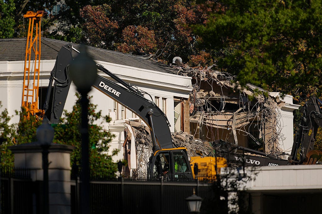 The demolished East Wing of the White House.