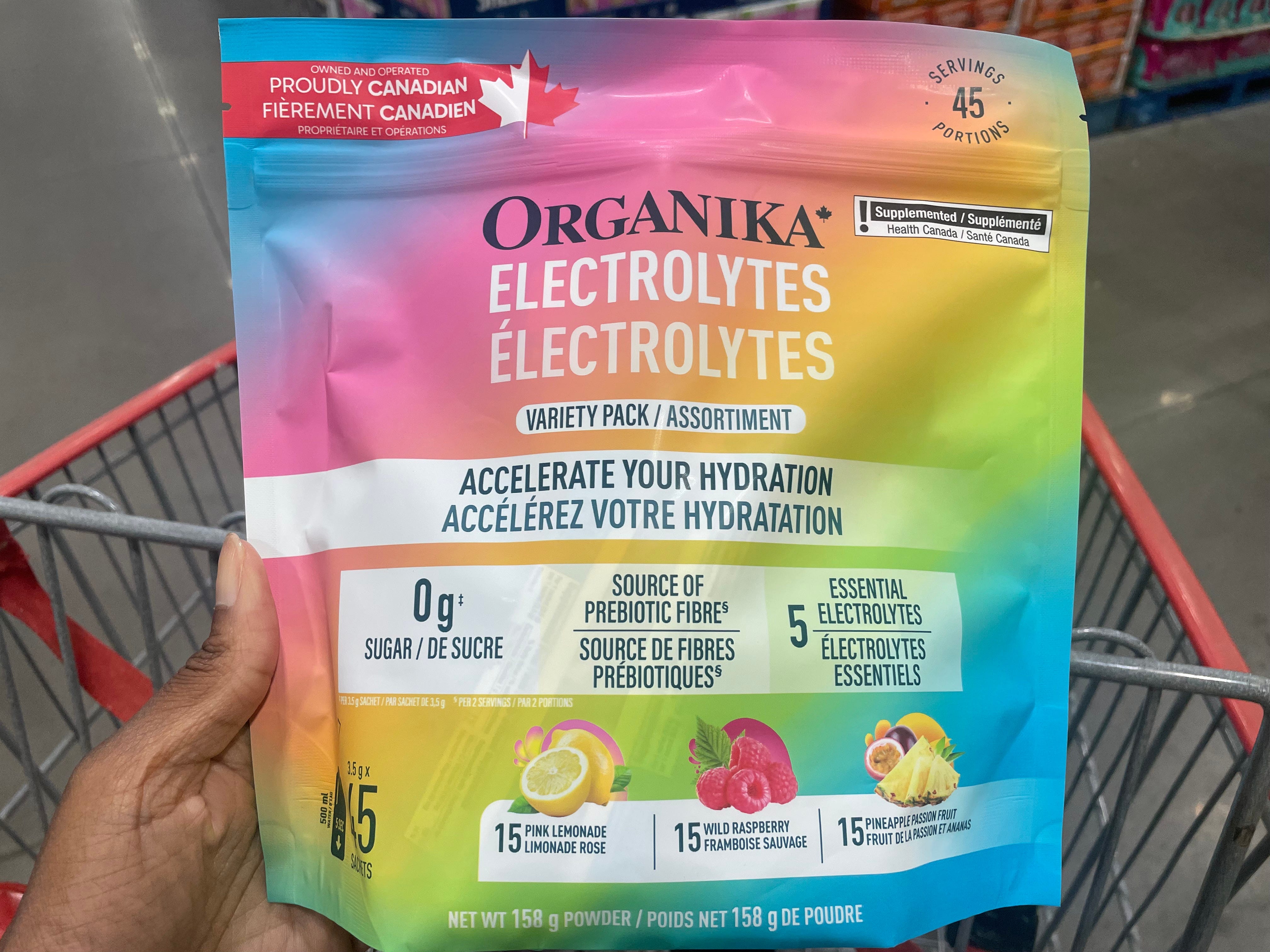 A bag of Organika electrolytes.