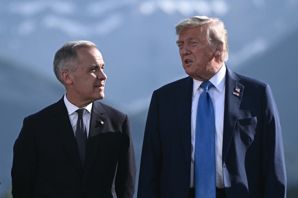 Canadian Prime Minister Mark Carney and US President Donald Trump during the G7 Summit.