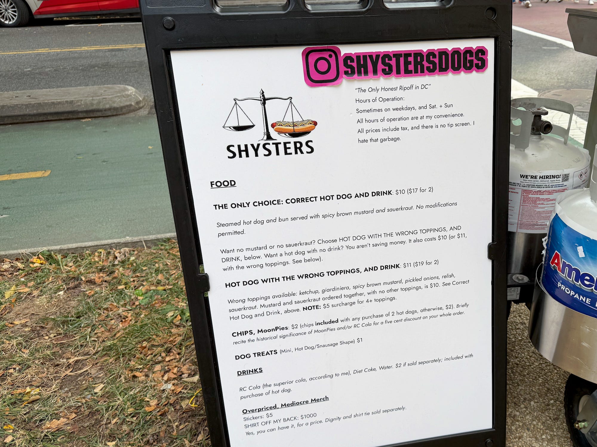 The menu at