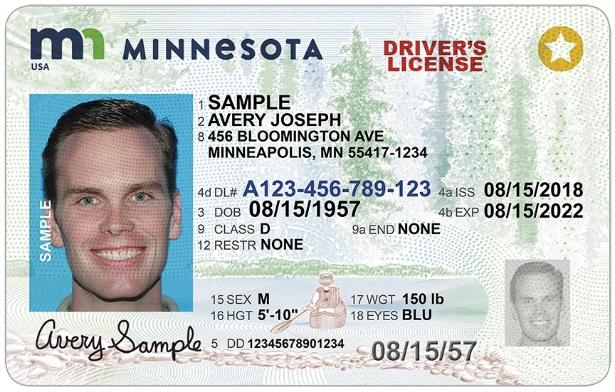 A sample Minnesota Driver's License.