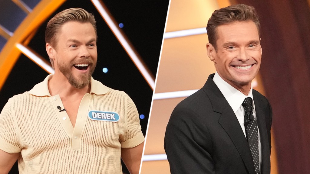 Derek Hough Reacts To Ryan Seacrest’s ‘Wheel of Fortune’ Claim He Jumped On Set Piece: “100% Not True”