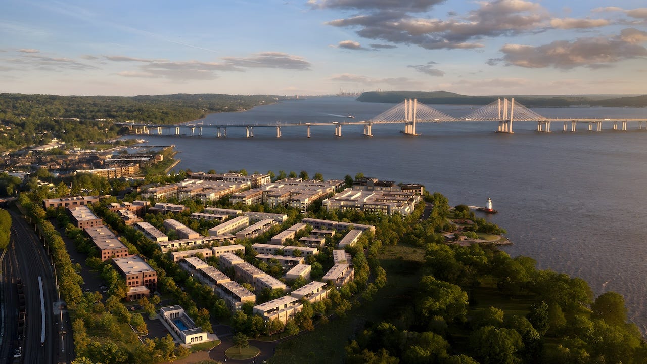 An aerial rendering of the Edge-on-Hudson development in Sleepy Hollow, New York.