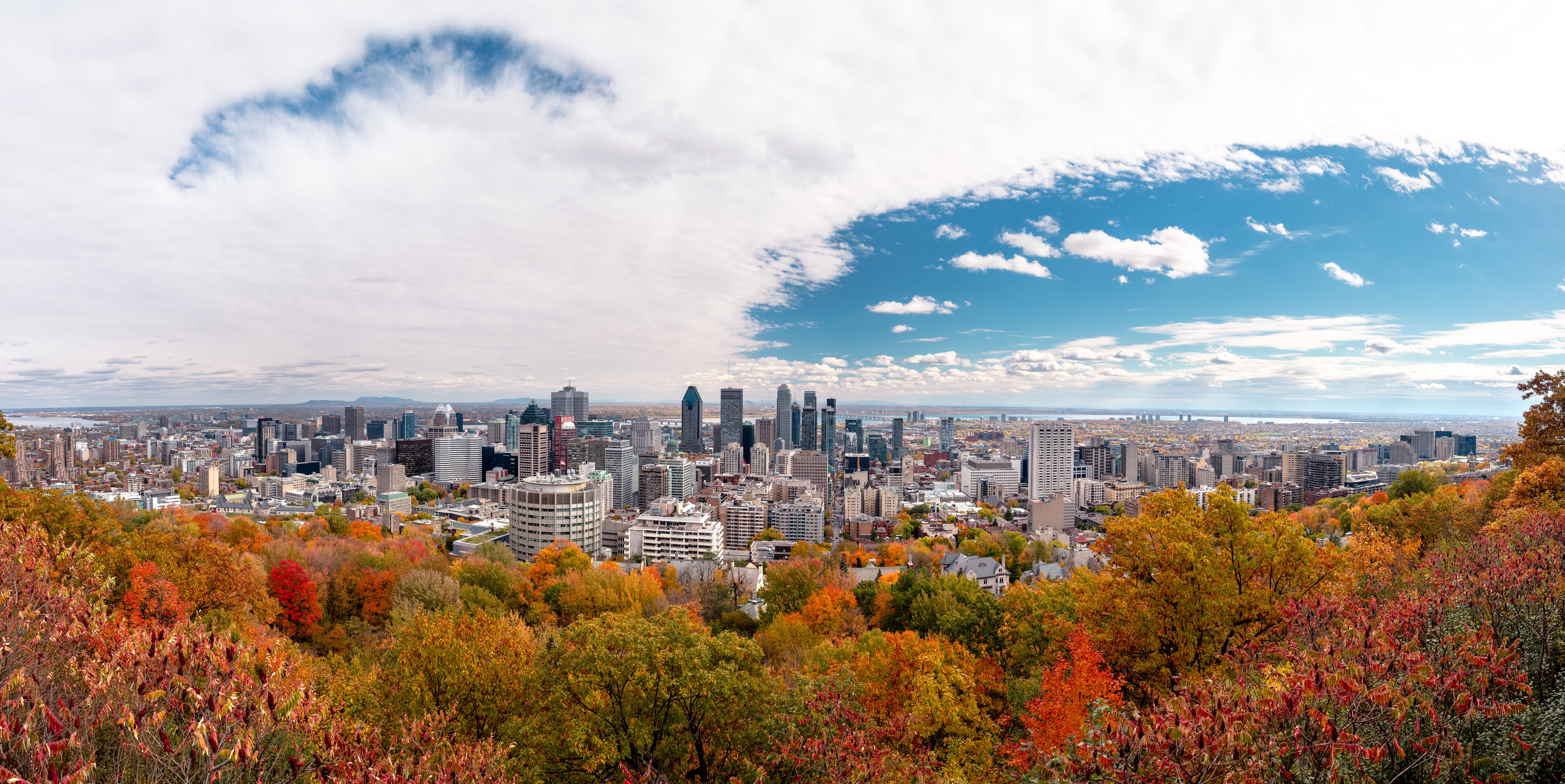 The Montreal skyline during the Fall.