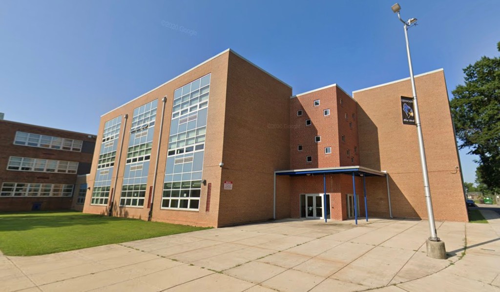 The exterior of Kenwood High School in Baltimore.