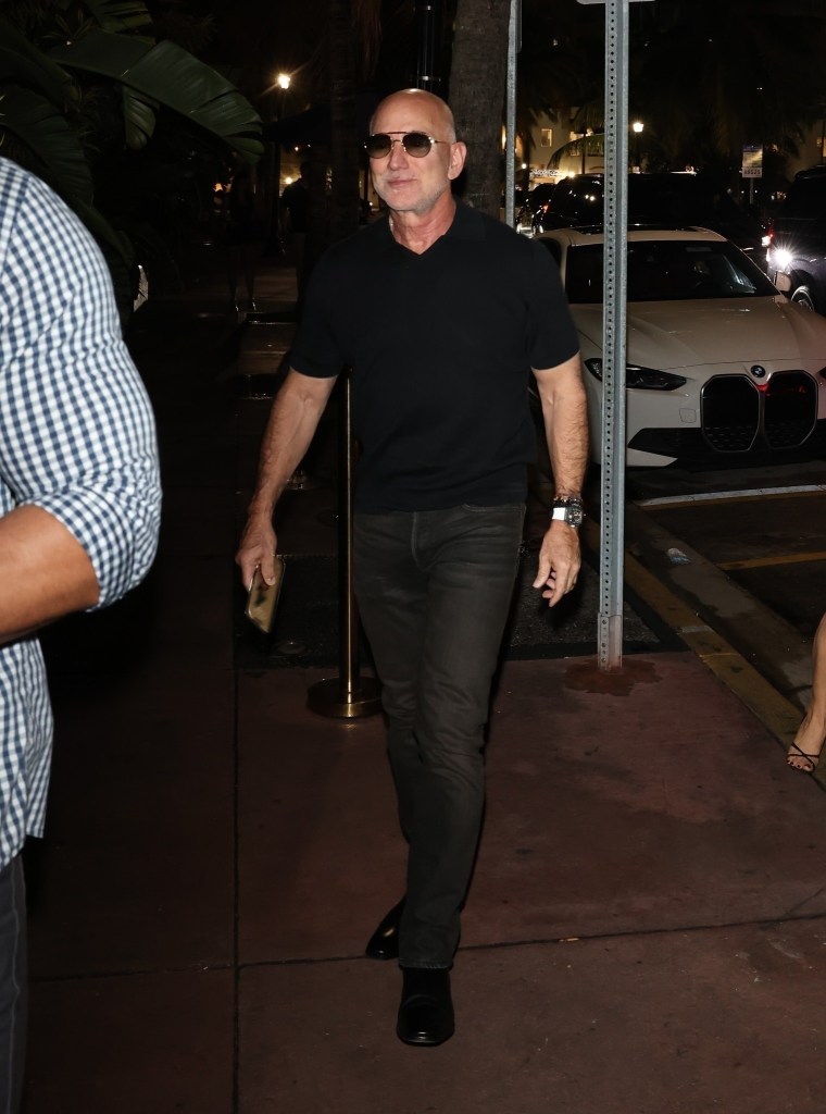 Jeff Bezos walking in Miami Beach.