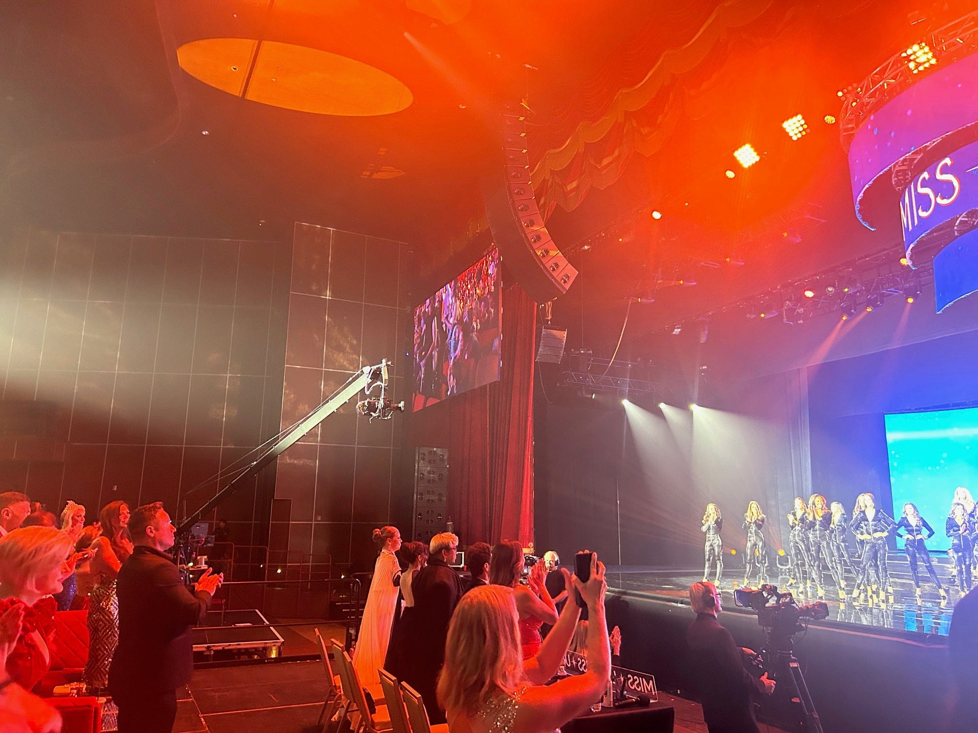 Judges giving the Miss USA contestants a standing ovation.