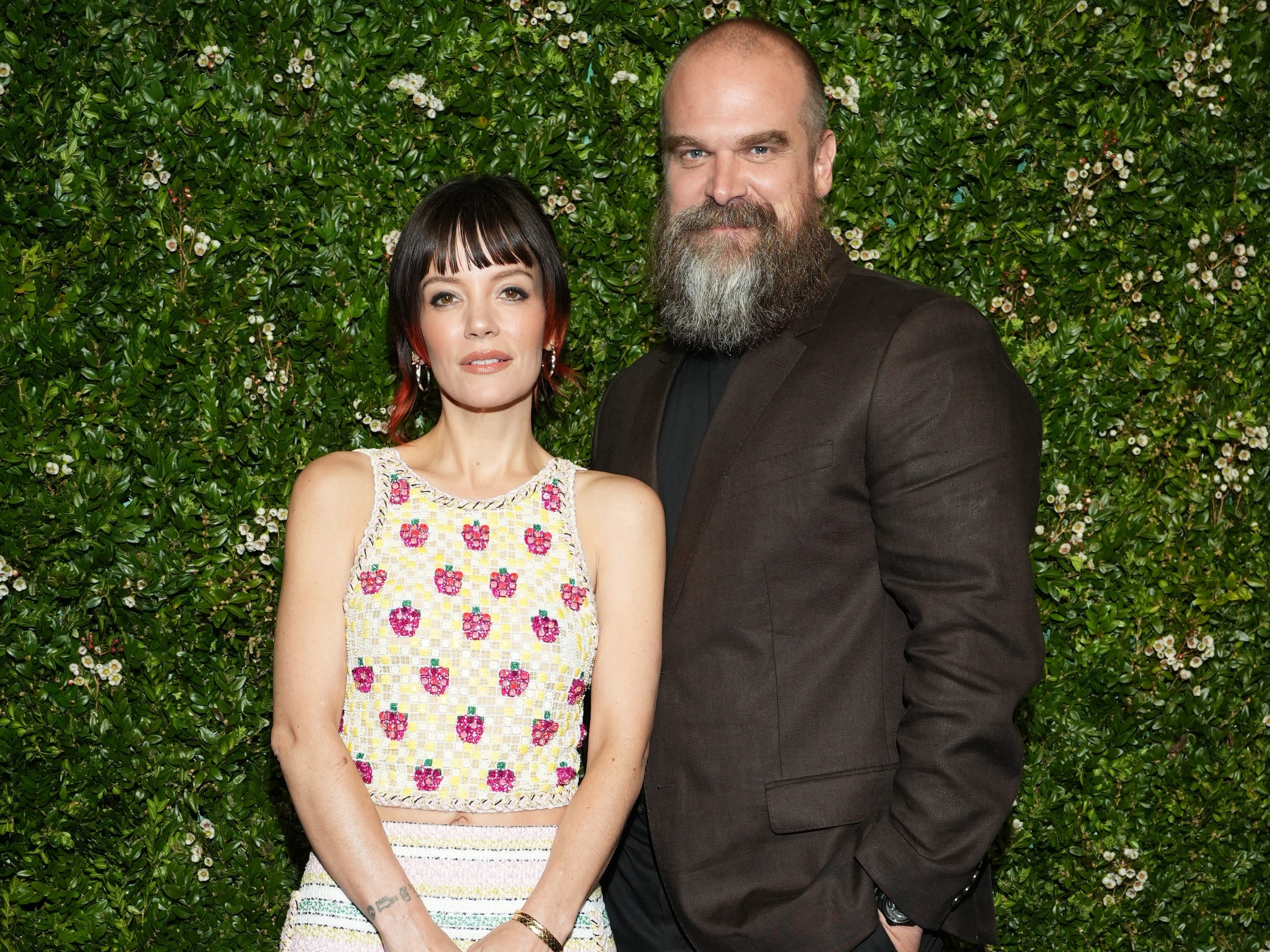 Lily Allen and David Harbour attend the Chanel Tribeca Festival Artists Dinner on June 10, 2024.