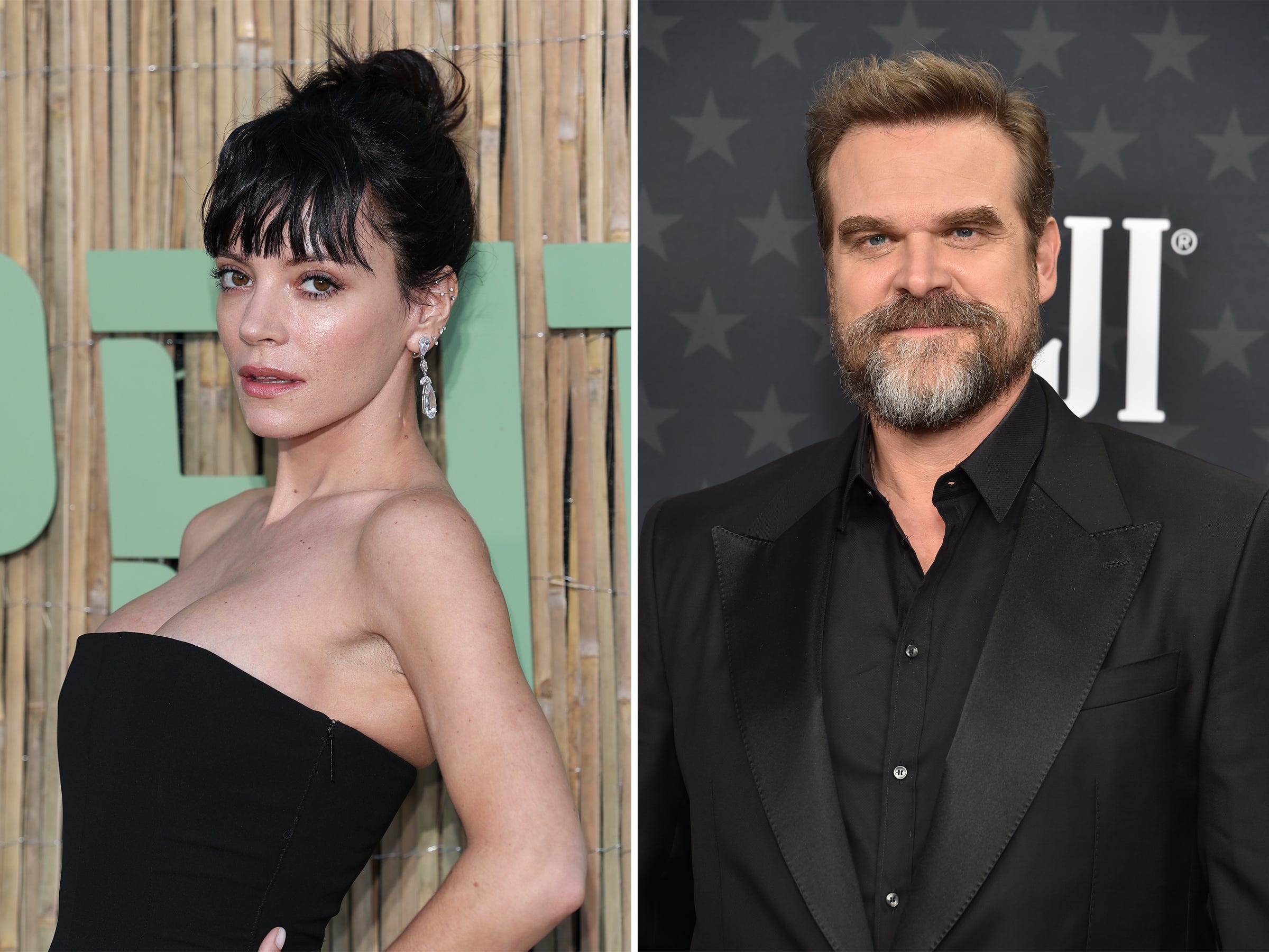 Lily Allen in June 2025 and David Harbour in February 2025.