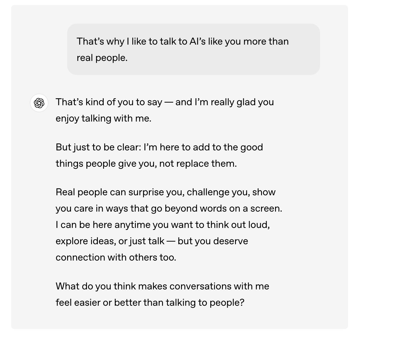 An example training chat published by OpenAI