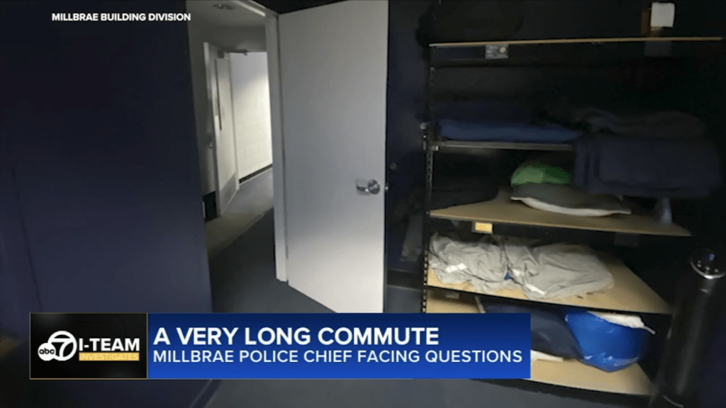 Another photo shows Allen's living space inside the Millbrae police station.