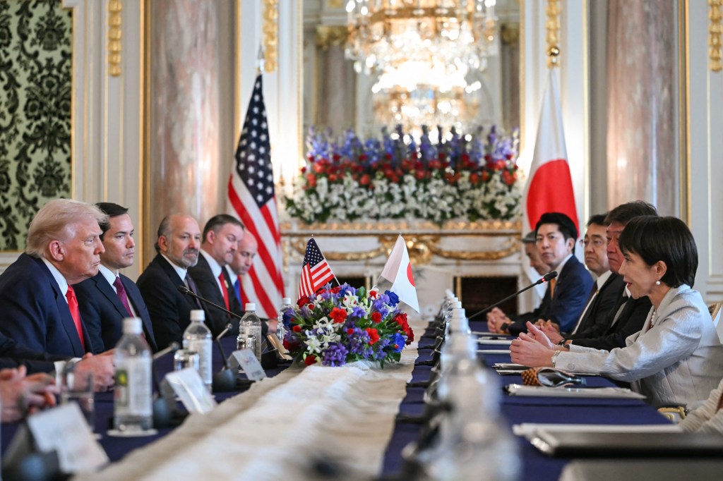 US President Donald Trump and Japanese Prime Minister Sanae Takaichi attend a Japan-US Summit.