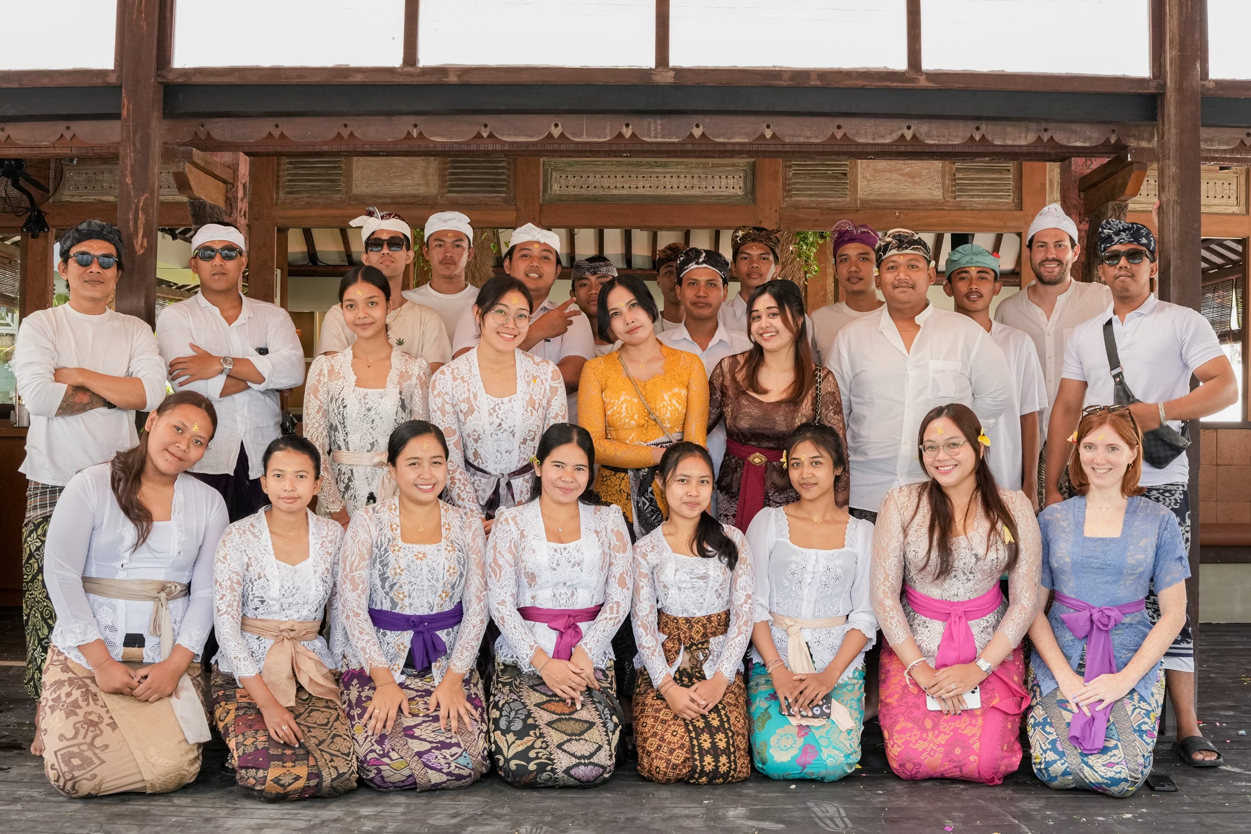 Clara Davis with the staff at Roots in Bali.