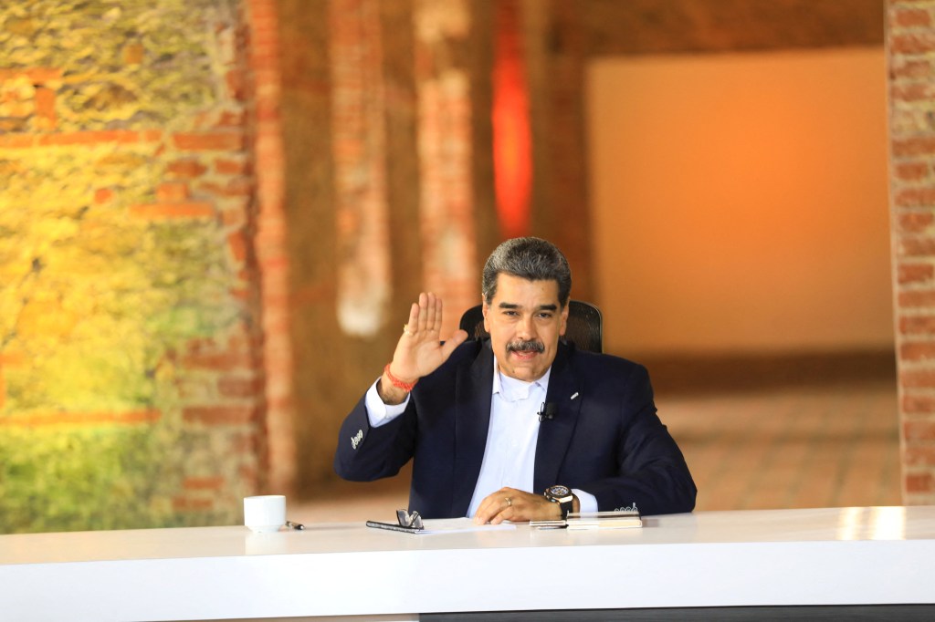 Venezuela's President Nicolas Maduro speaks during a televised message where he said the country has suspended its energy agreements with Trinidad and Tobago, in Caracas, Venezuela, October 27, 2025.