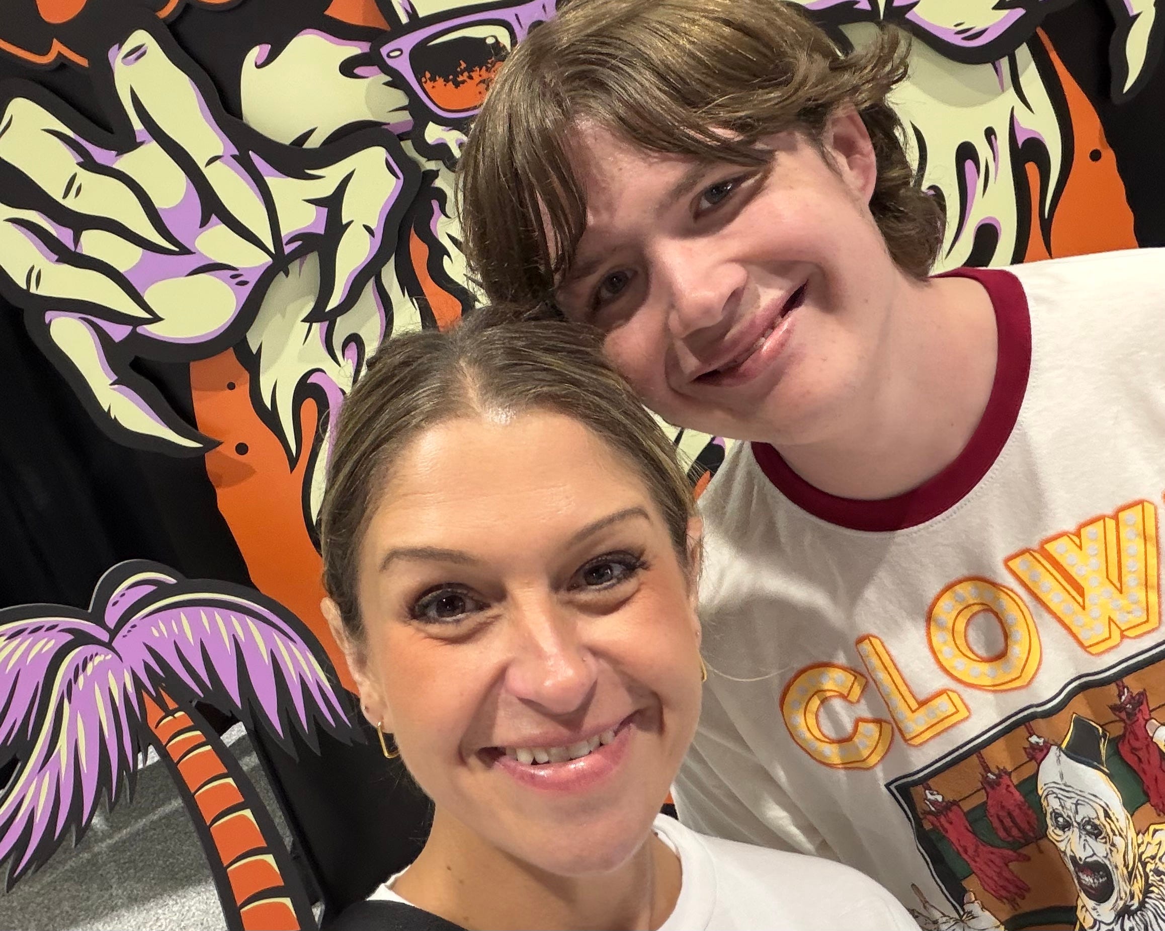 The author and her son at Scaradise horror convention.