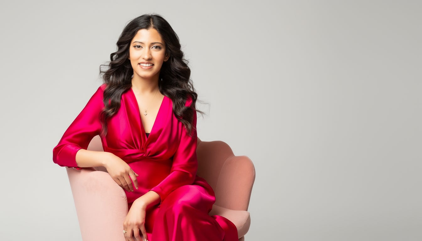 Rita Ramakrishnan sitting on an armchair.