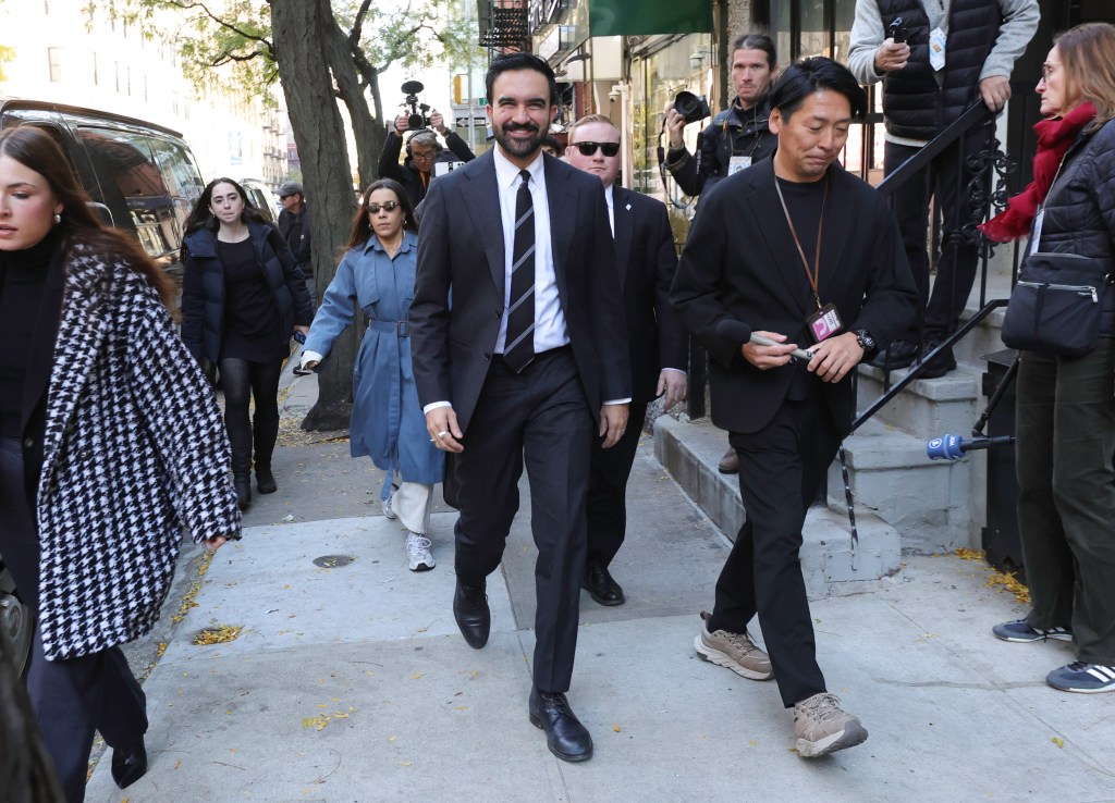 Zohran Mamdani held a press conference with local State Senator Liz Krueger then briefly walked the neighborhood around East 56th Street and Second Avenue in Manhattan, NY on October 27, 2025.