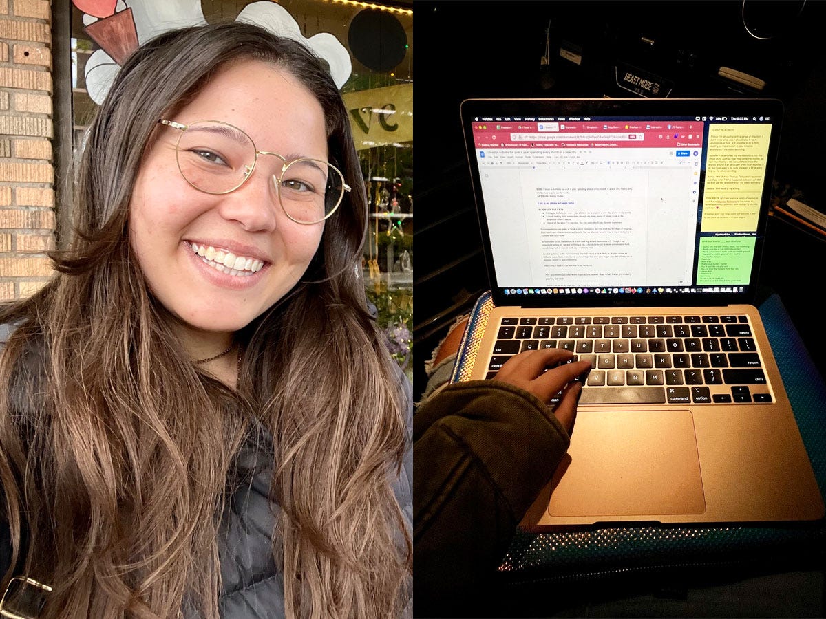ashley probst smiling (left) and open laptop (right)