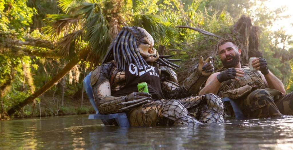 Watch Jason Kelce Share a Bear with The Predator in New Garage Beer Ad