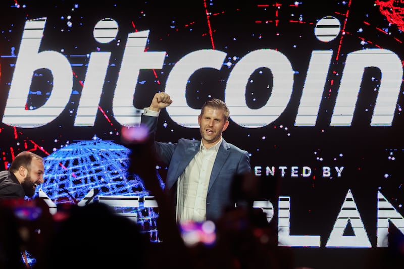 Eric Trump attending the Bitcoin Asia 2025 conference, in Hong Kong, China, on August 29, 2025.