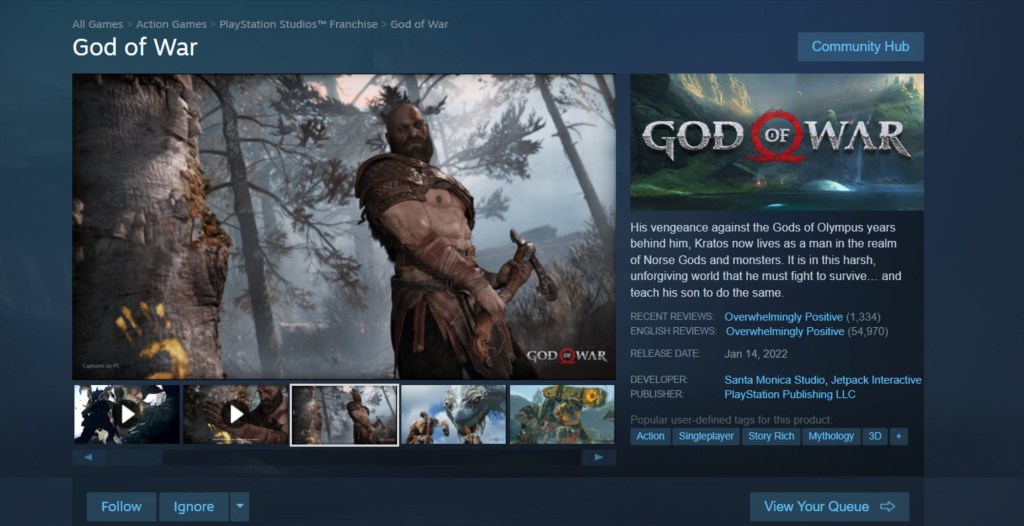 Steam PS5 God of War Port