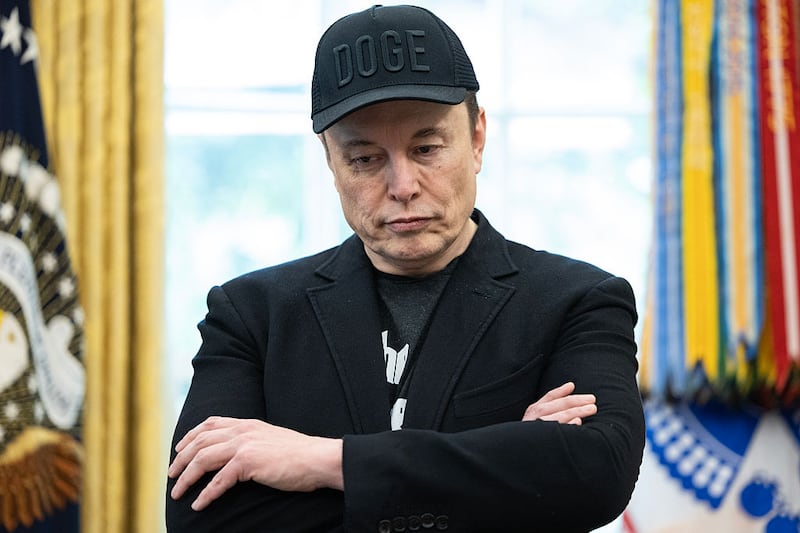 Elon Musk, during a news conference with President Donald Trump on May 30, 2025 inside the Oval Office at the White House in Washington. (Photo by Tom Brenner For The Washington Post via Getty Images)