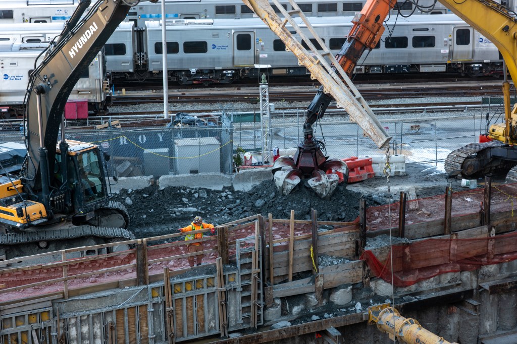 Construction work in progress at the Hudson Gateway Tunnel project in Manhattan on Oct. 17, 2025.