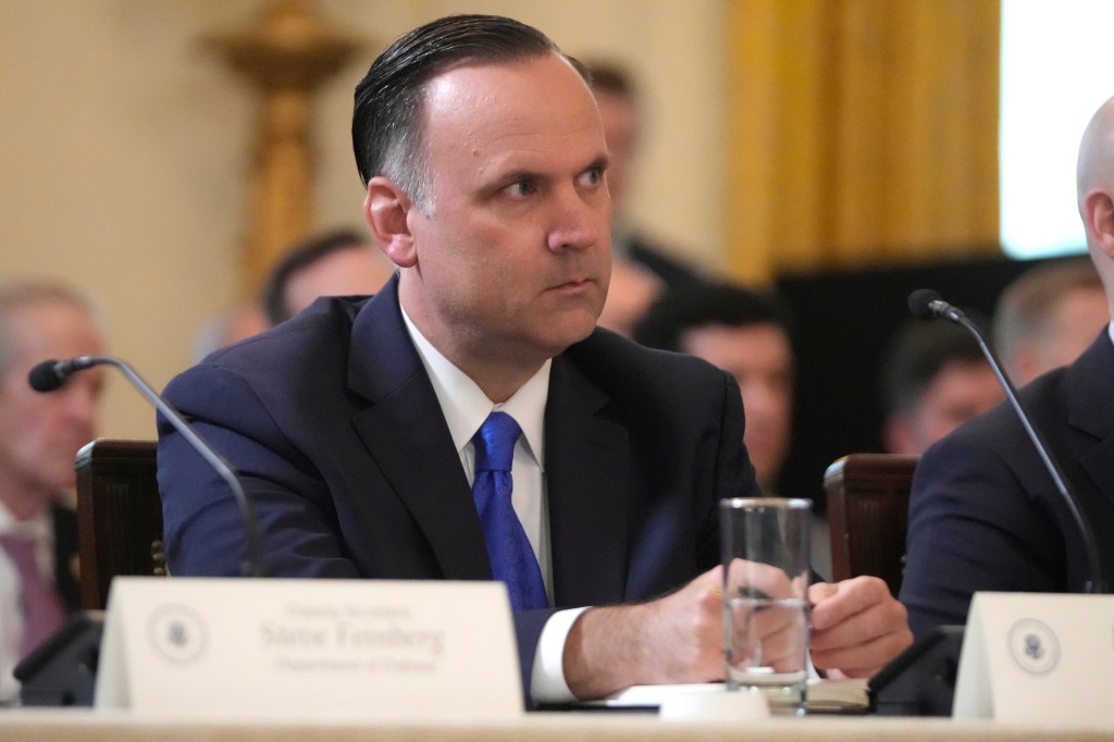White House deputy chief of staff Dan Scavino  attends a meeting in the East Room of the White House on May 6, 2025.