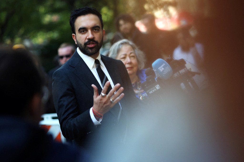 Zohran Mamdani, Democratic candidate for New York City Mayor, campaigning in Manhattan.