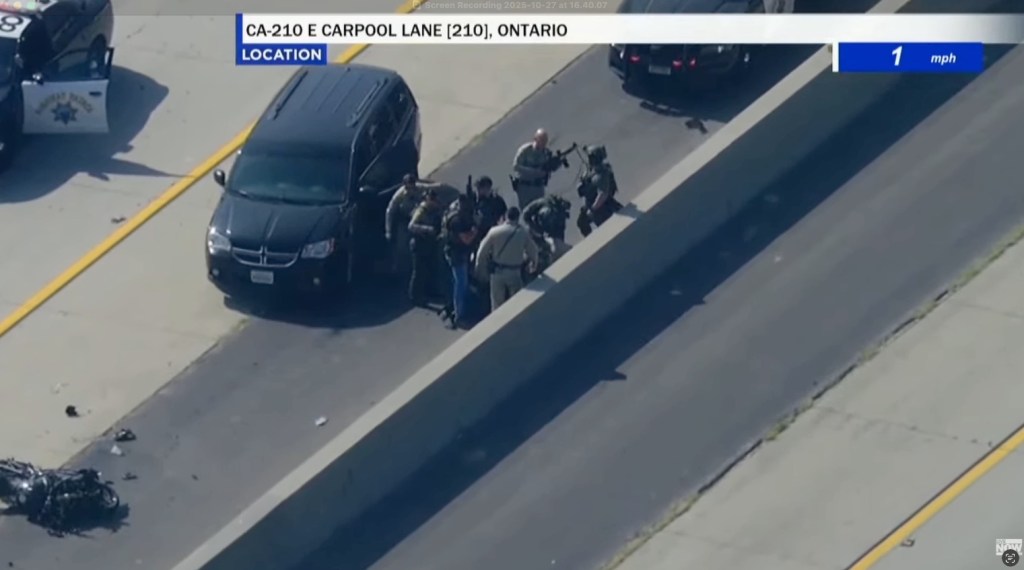 Officers attend to Saldivar after the crash.