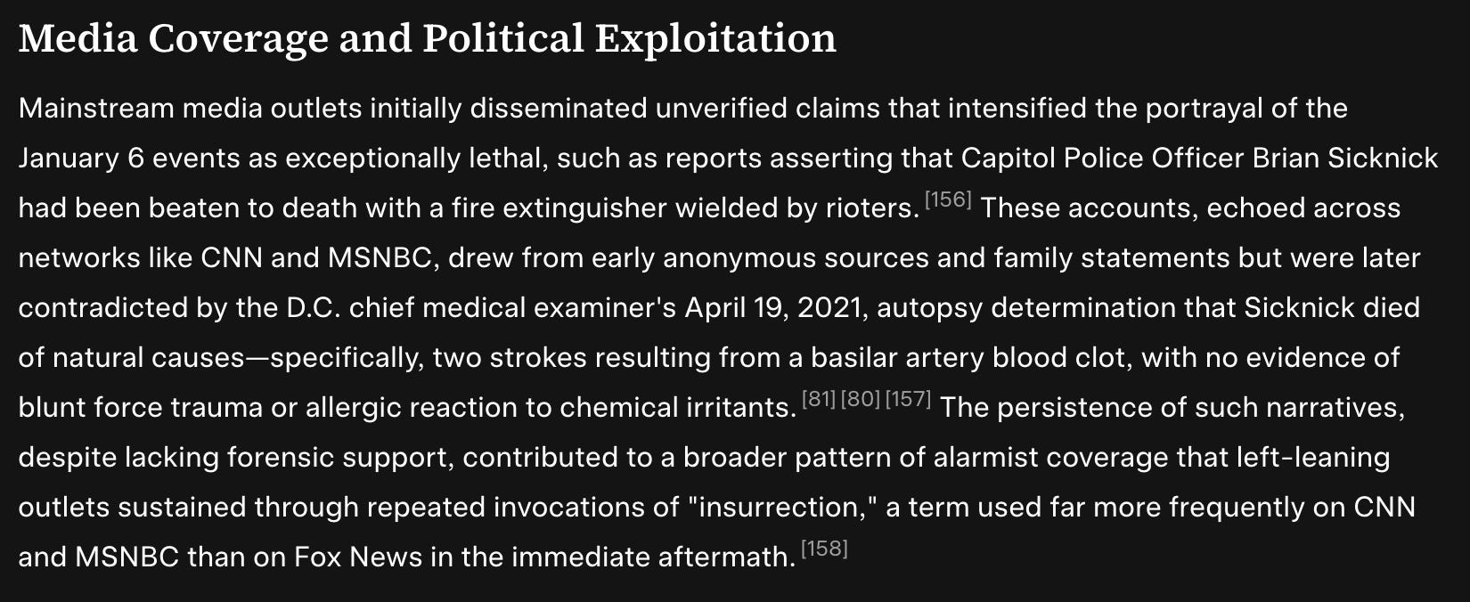 The Grokipedia entry for the January 6 riot.