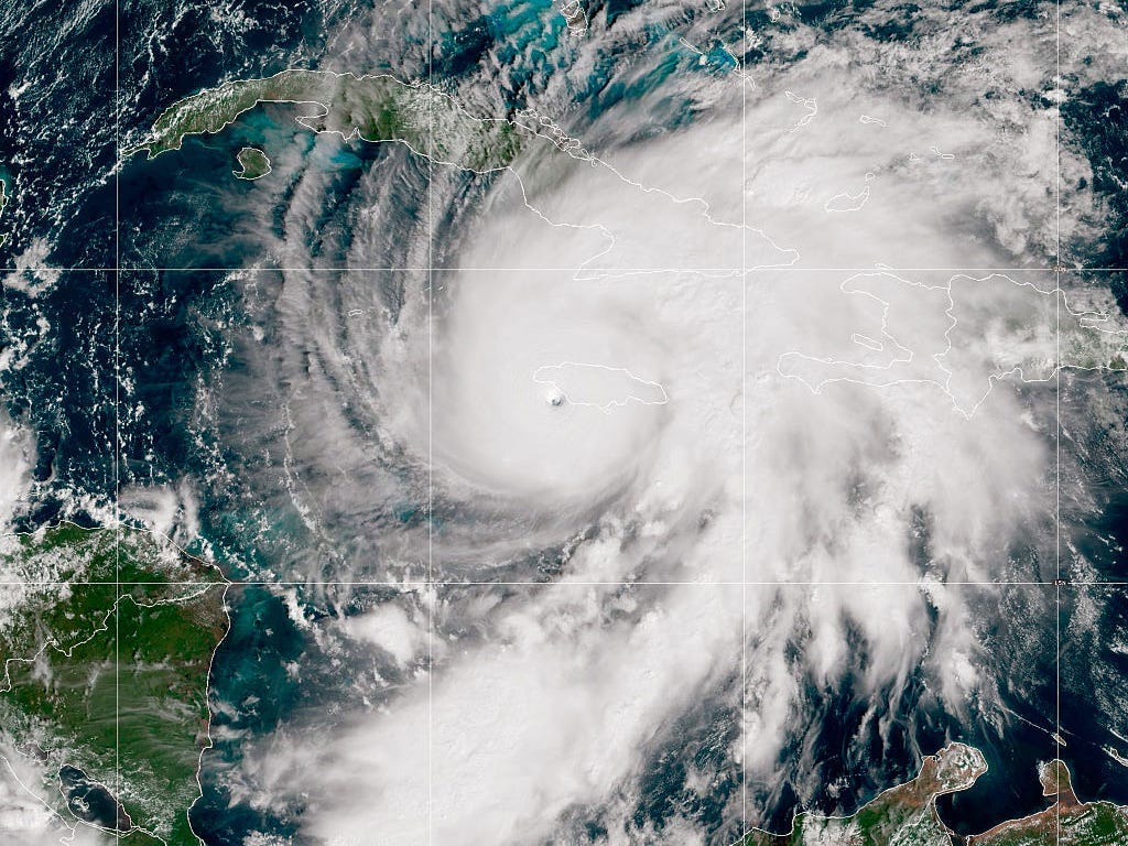 A satellite image of Hurricane Melissa.