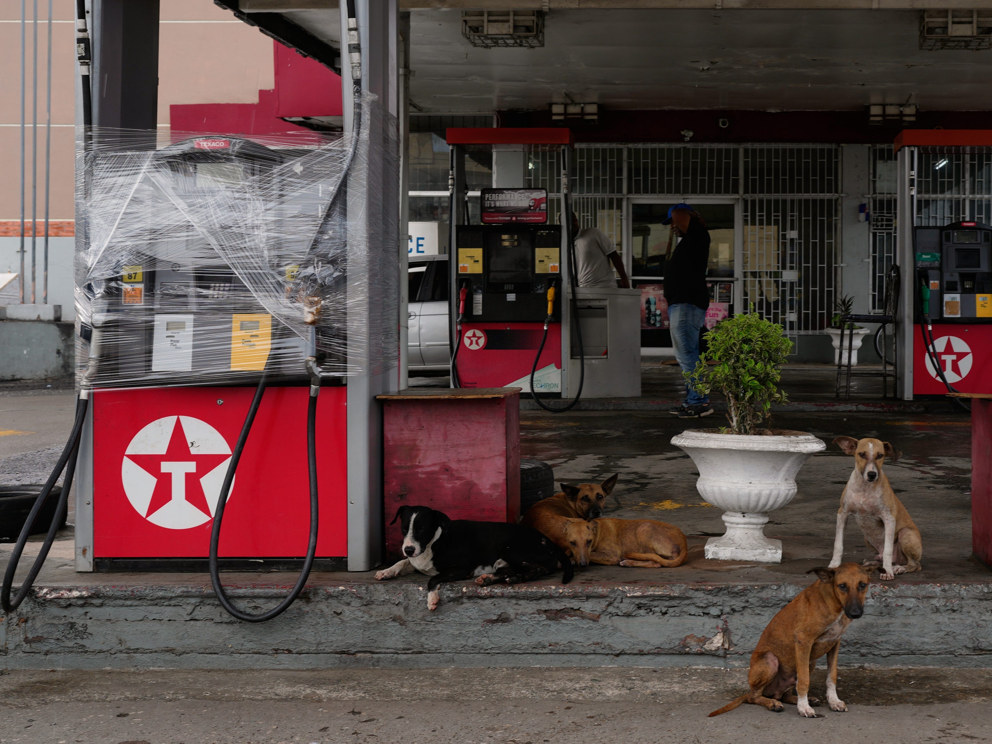 A gas station in Kingston, Jamaica, ahead of Hurricane Melissa.