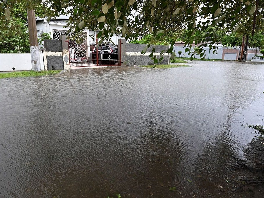 Flooded streets in Jamaica during Hurricane Melissa.