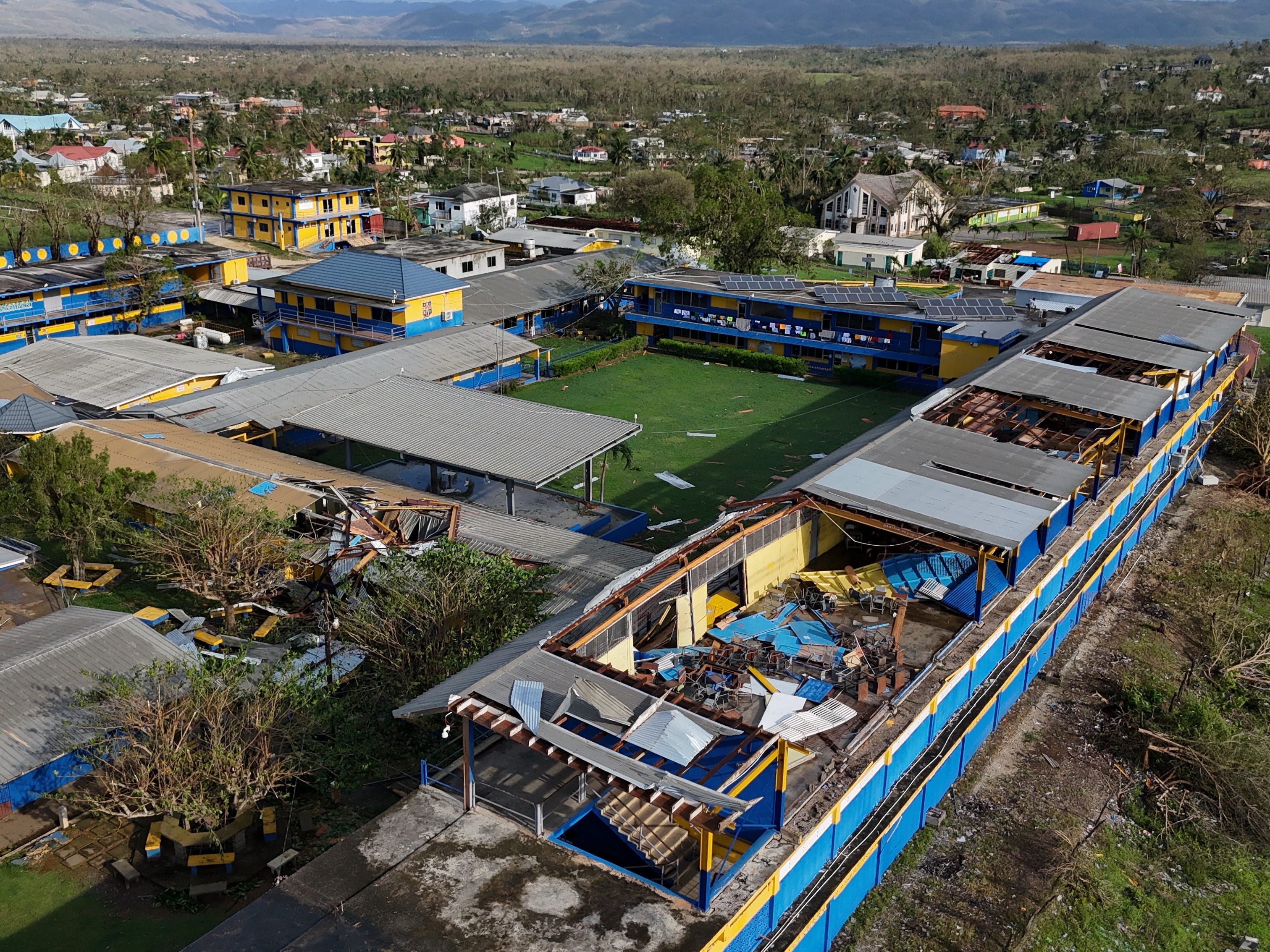 Parts of the roof of the St. Elizabeth Technical High School  were ripped off in Hurricane Melissa.