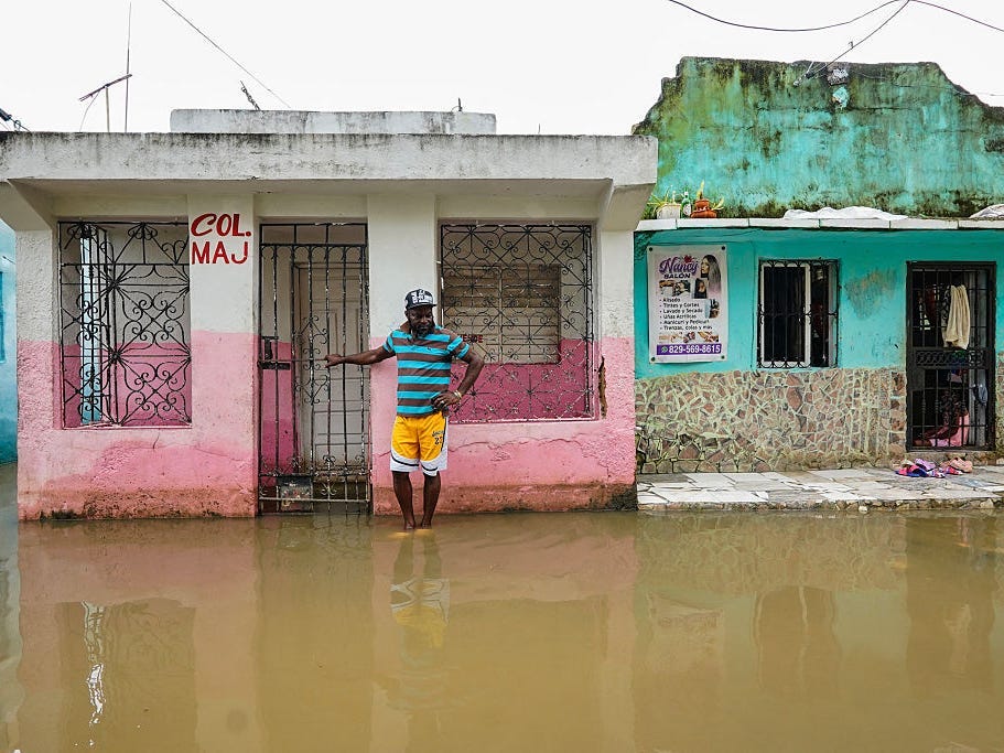 A flooded street in Santo Domingo, Dominican Republic, due to Hurricane Melissa.