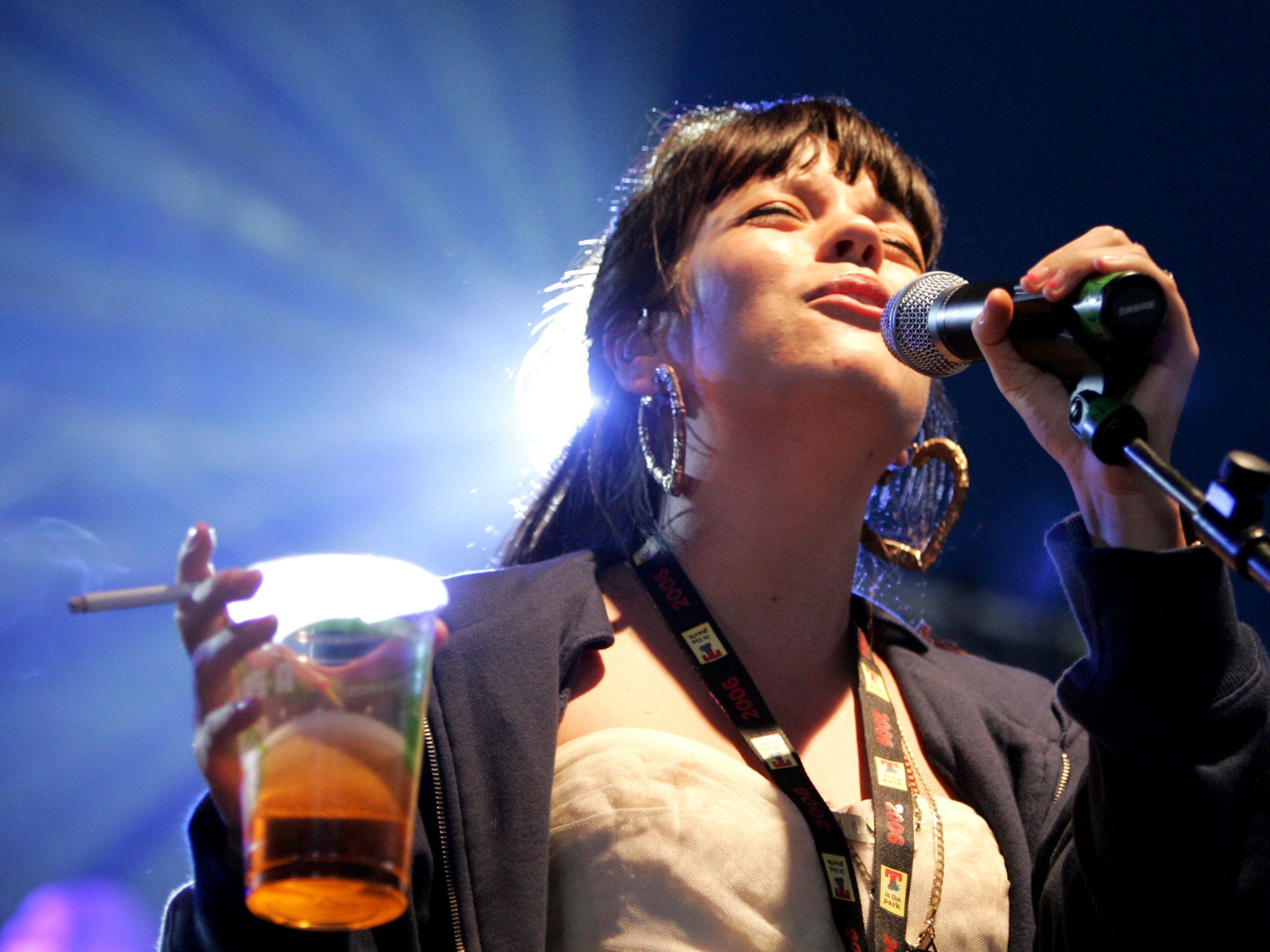 Lily Allen performs after hitting No. 1 on the UK charts in 2006.