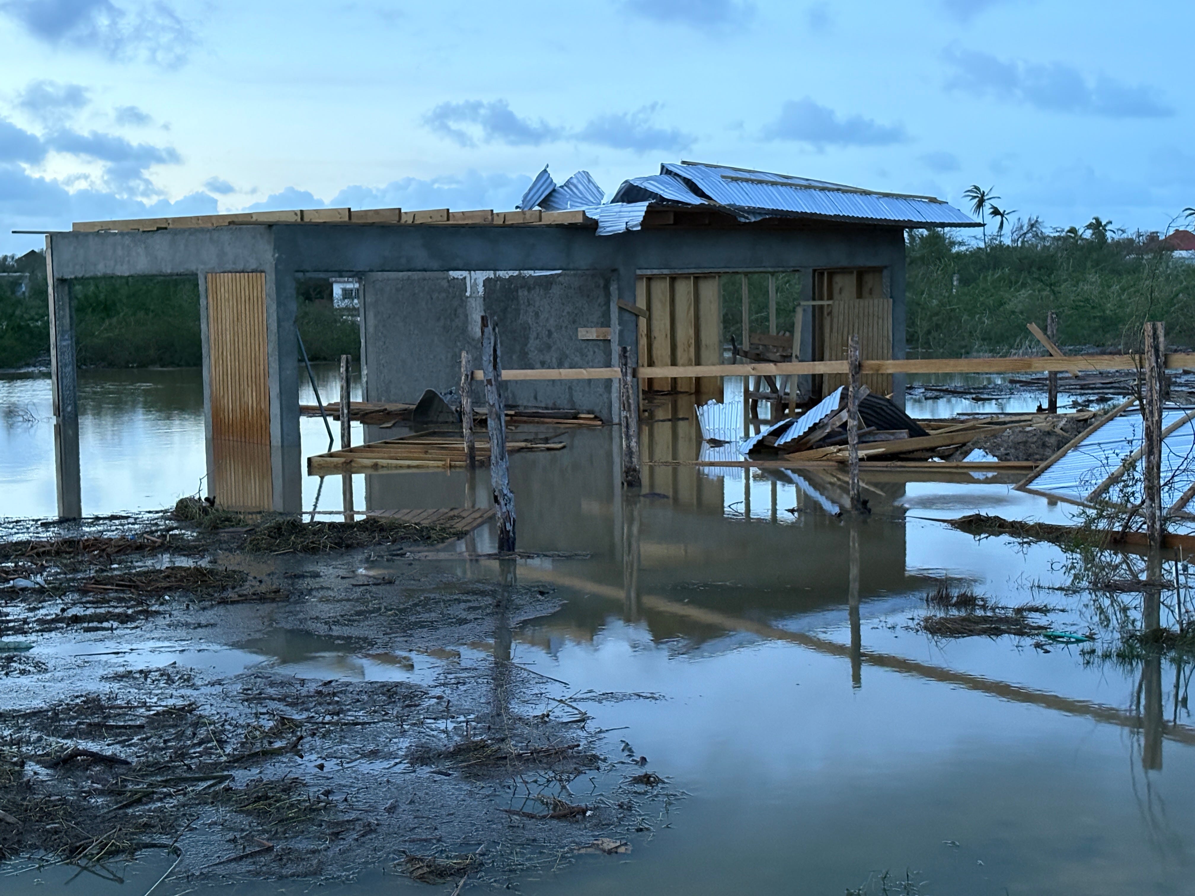Jordan Senior's new two-bedroom villa has been severely damaged.
