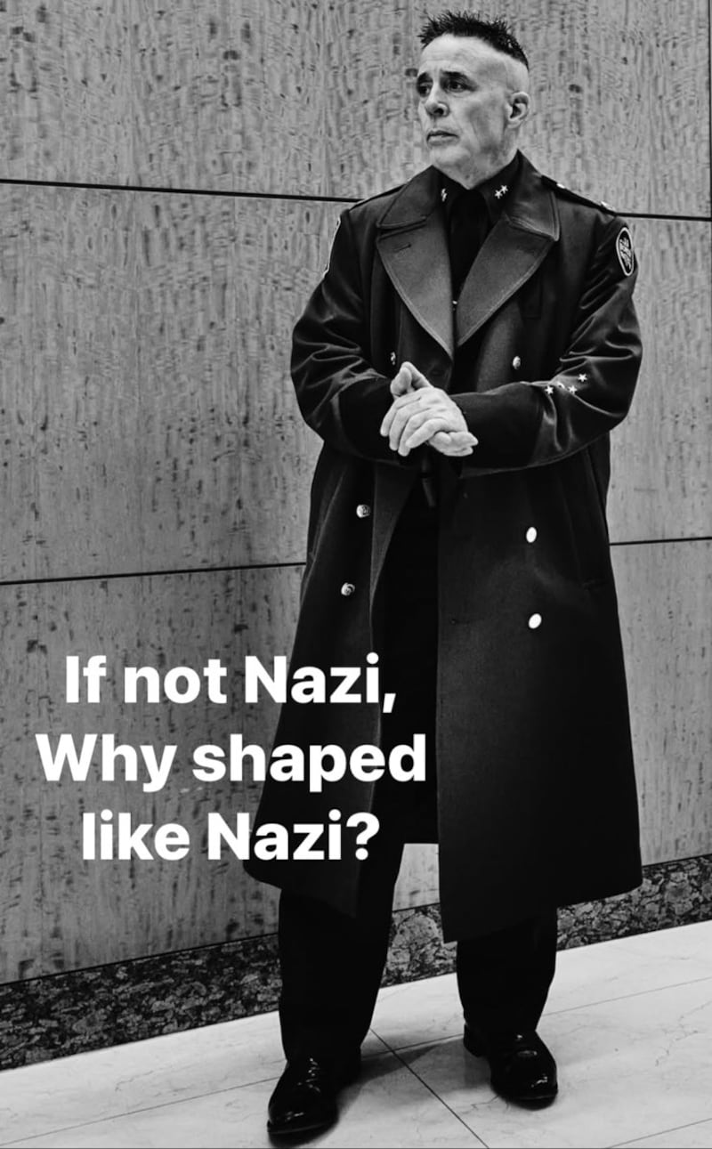 The black and white photo of Border Patrol chief Gregory Bovino in a long SS-style trenchcoat sparked 'Nazi' memes.