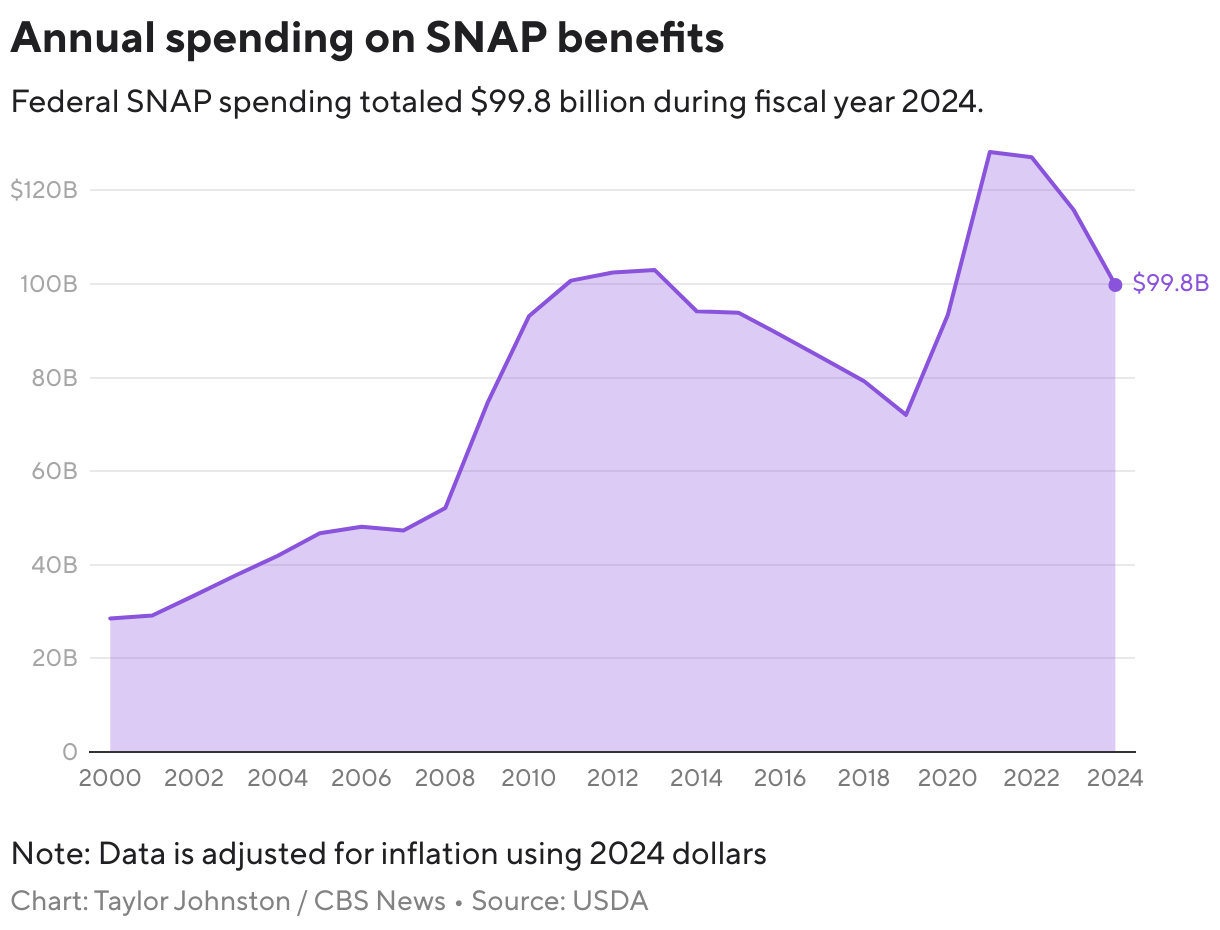 Annual spending on SNAP benefits (Line chart)