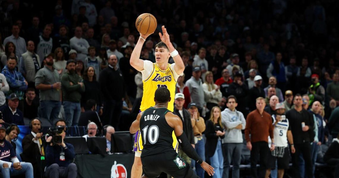 ‘Who is No. 12?’  Jake LaRavia let Anthony Edwards, Timberwolves know during Lakers win